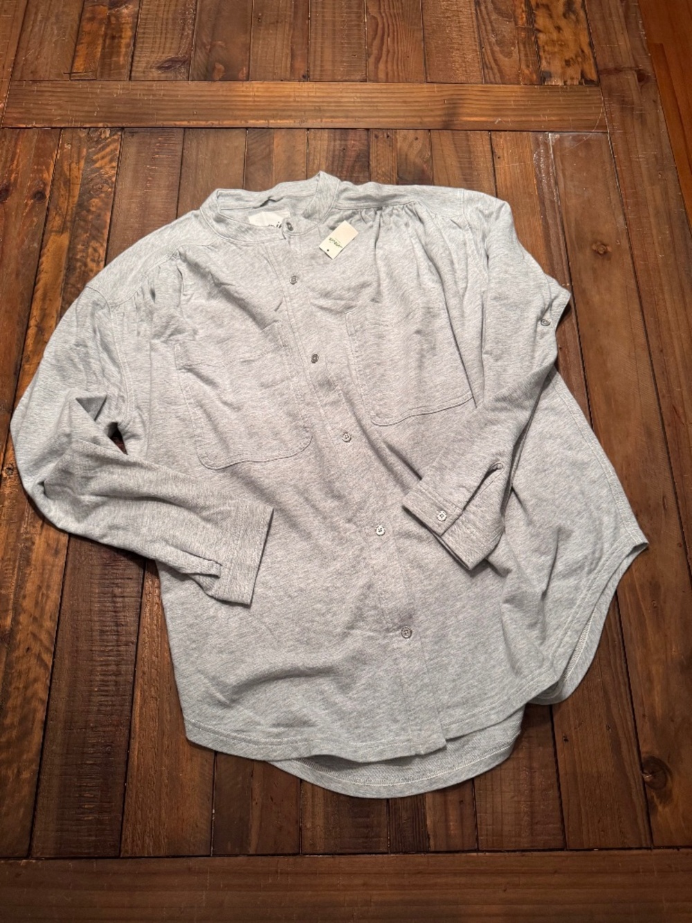 Aerie Roll With It Lightweight Fleece Shirt Oversized Heather Gray Small New